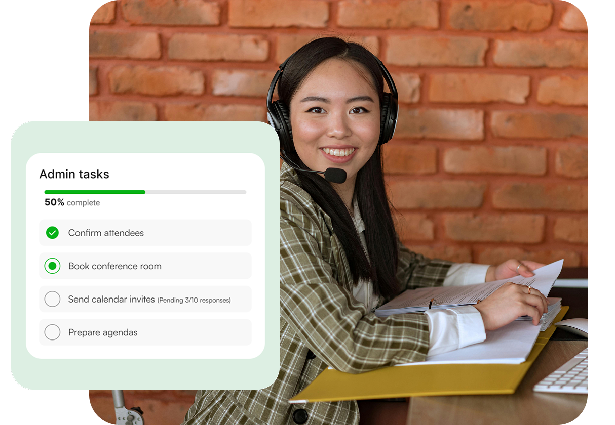virtual assistant outsourcing personnel completing admin tasks 