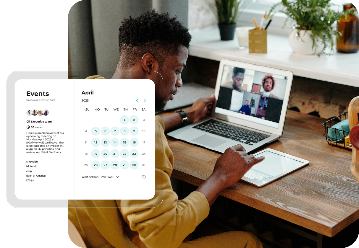 virtual assistant outsourcing personnel in a meeting